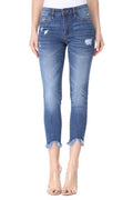 MikuRi 03 Women’s Mid-Rise Frayed Distressed Skinny Fit Denim Jeans